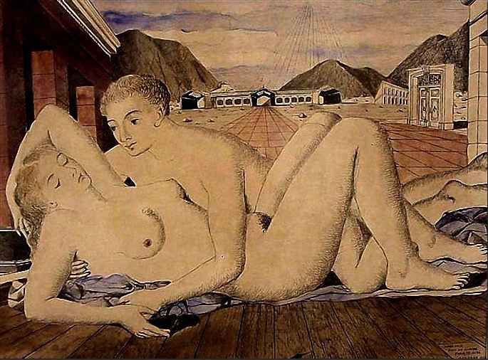 Lovers (Unknown Title) by Paul Delvaux, 1946